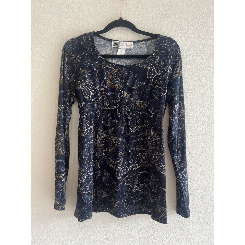 Tomorrow's Mother Maternity Top Small Paisley Empire Waist Long Sleeve Boho Y2K